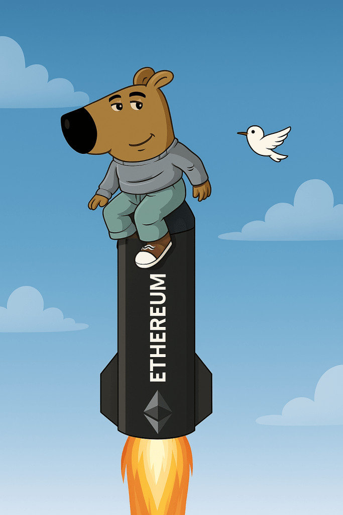 Chillguy on a rocket, going vertical